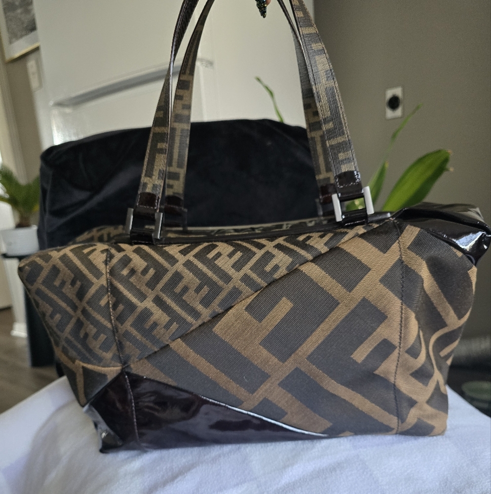 Authentic Fendi zucca boston 35cm Tote bag